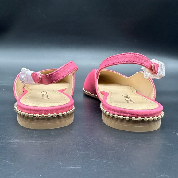 Coach Womens Petunia Pink Vae Leather Skimmer Flats Box Pointed Toe Size 6.5 - Picture 3 of 13
